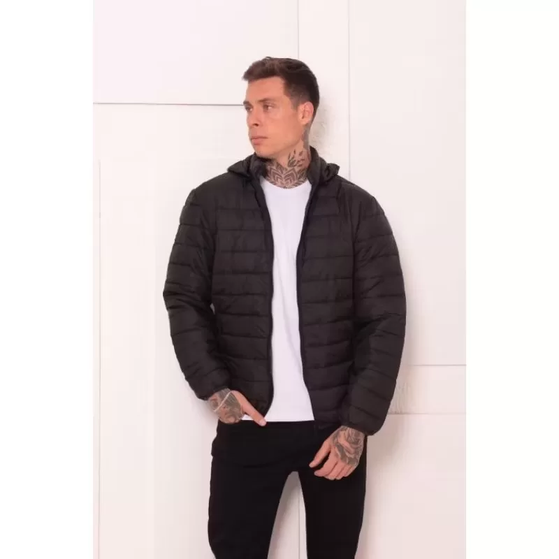 Jaqueta  masculino Bobojaco Puffer Capuz Removível Bolsos Internos Impermeável 1