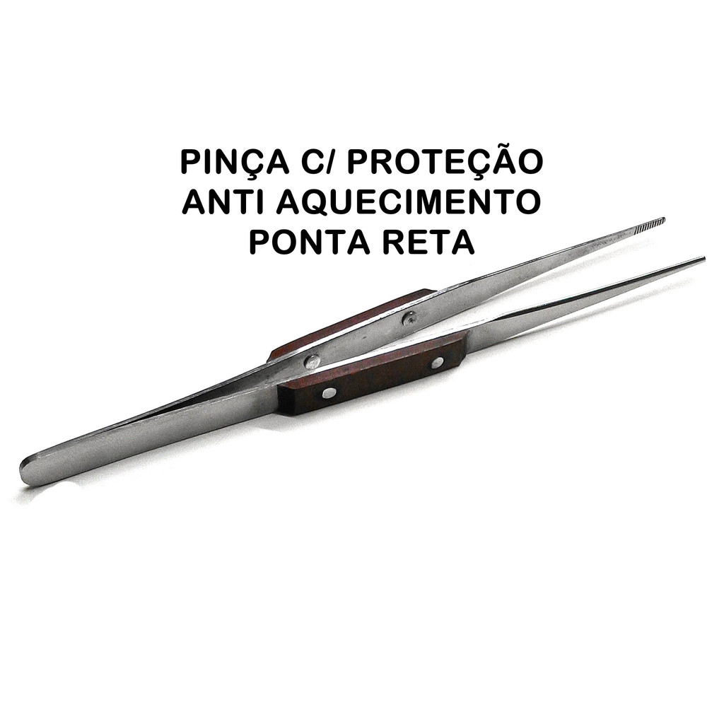 Pinça De Aço Com Proteção anti aquecimento Ponta Reta Solda Ourives Artesão