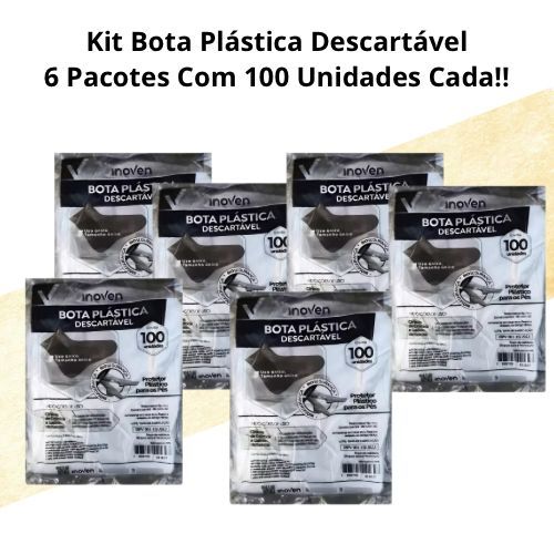 Kit 6 pac Pro pé Descartável Bota Plástica 600 