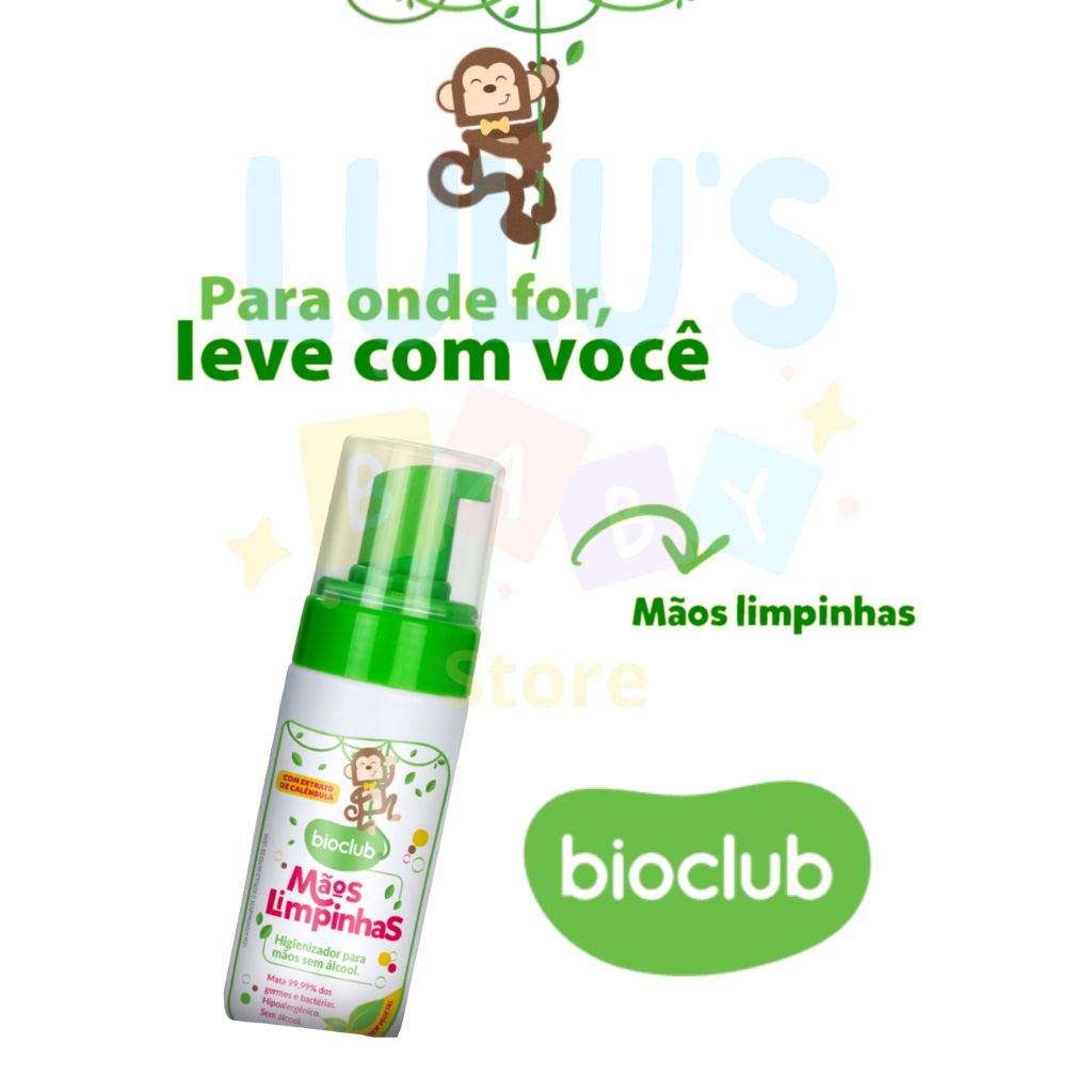 Mãos Limpinhas Bioclub – Higienizador de Mãos Infantil, Sem Álcool – Frasco com Espumadora com 200ml