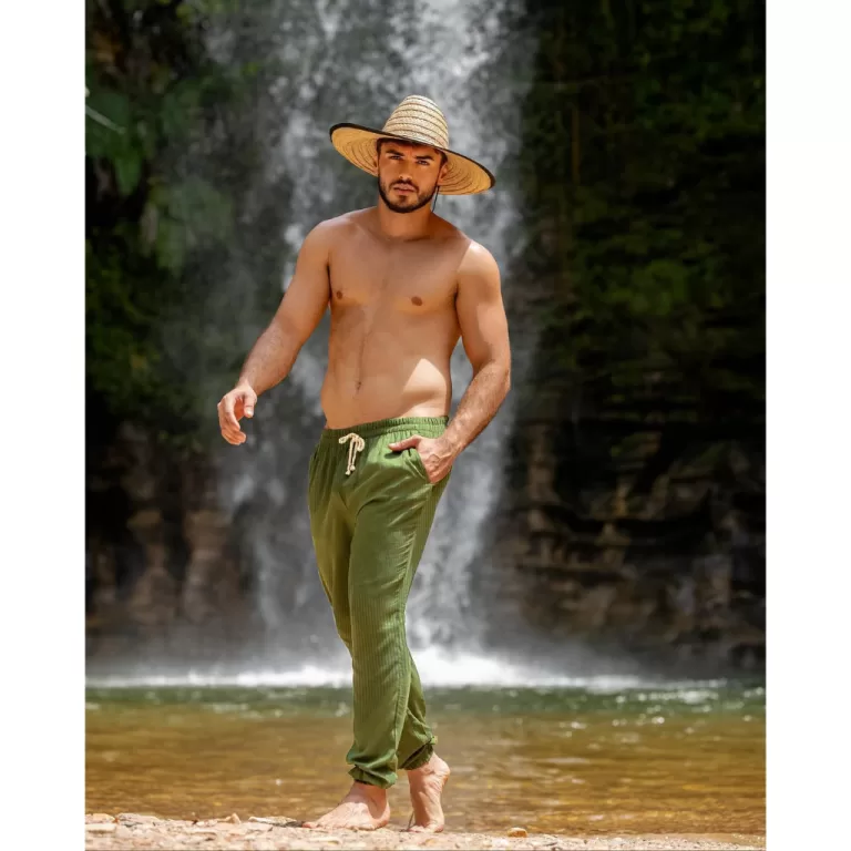 Calça Masculina Ribana Canelada Malha Homem Moda 