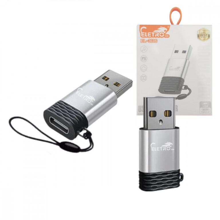 Adaptador USB-C Fêmea para USB 2.0 Macho Prático