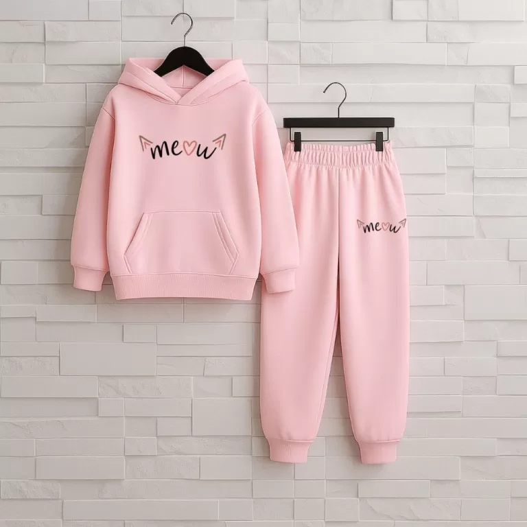 Conjunto Moletom Feminino Meow Gatinho Algodão Co