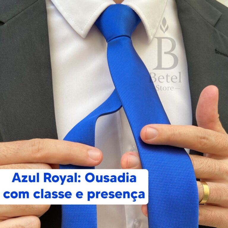 Gravata Azul Royal Masculina Slim Social Premium E