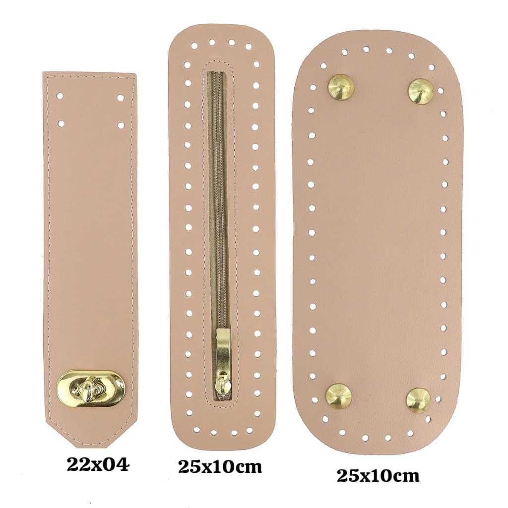 Kit Para Bolsas Croche Com Ziper 25×10 Fundo Pezinho 25×10,Lapela Fecho Luxo