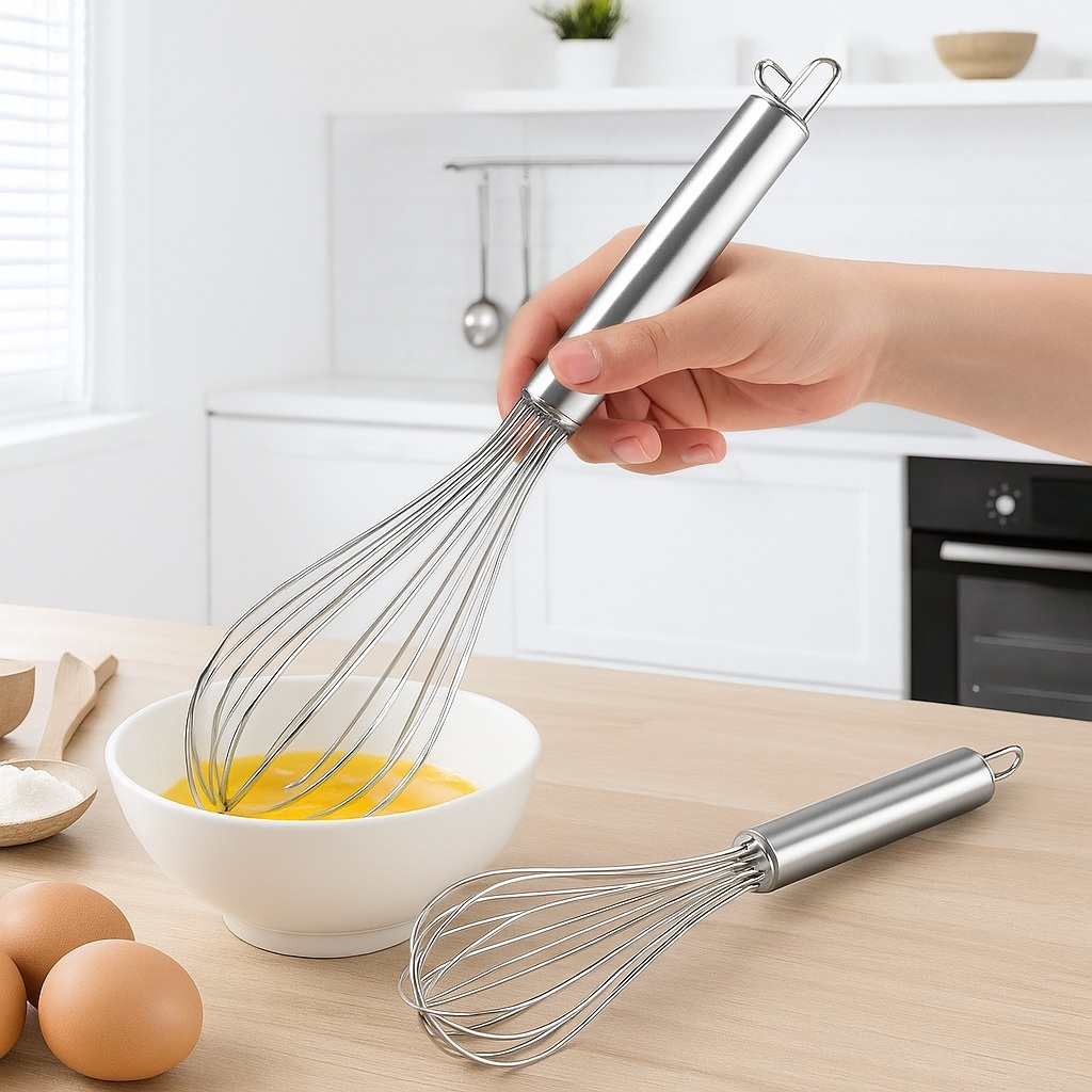 Batedor de Ovos Massas Bolos Foet Fue Profissional Inox