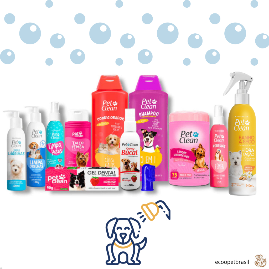 Kit Higiene Bucal e Banho Completo para Cachorro Cães e Gatos Fêmea – Novo Banho a Seco Pet Clean