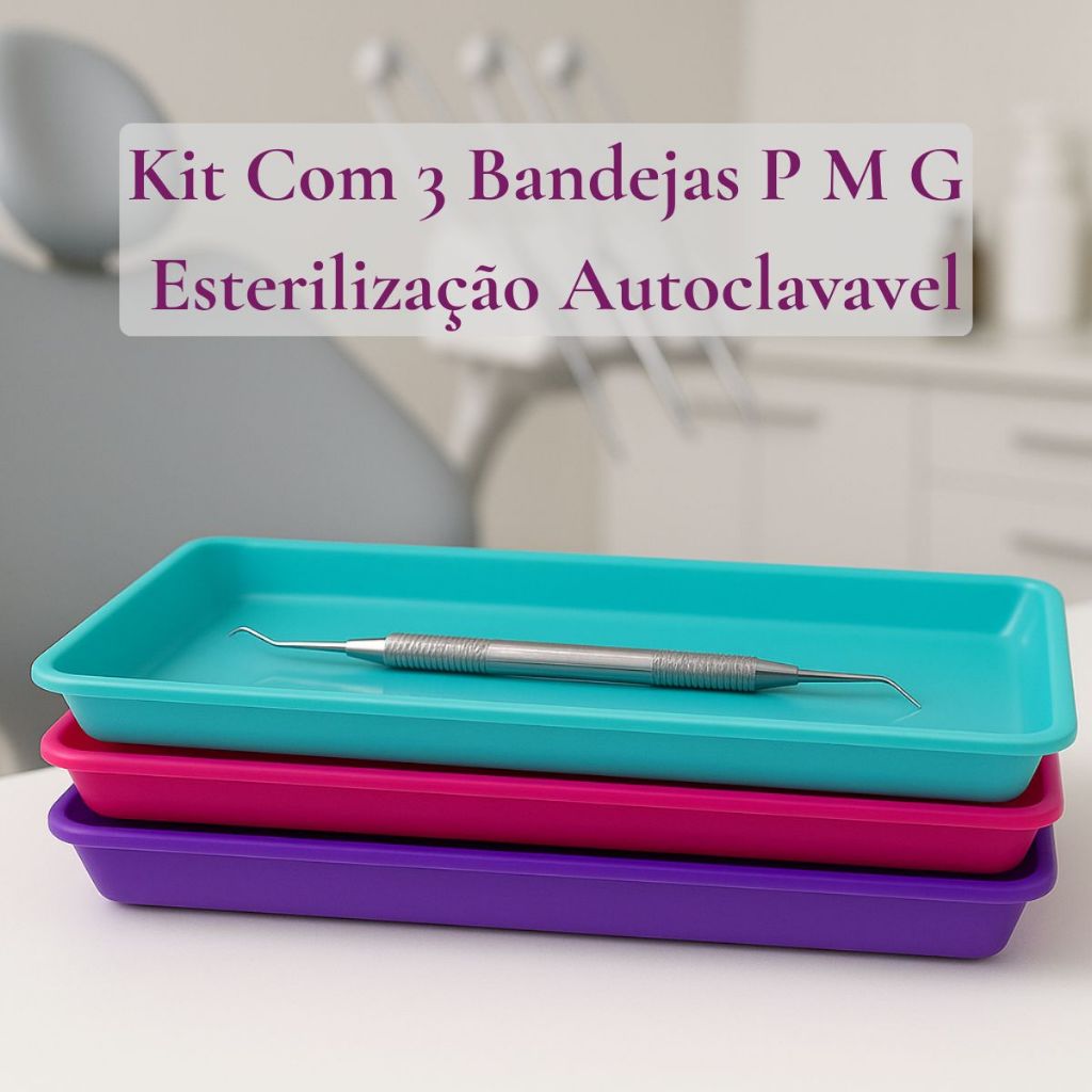 Kit com 3 Bandejas PMG Esterilizáveis em Autoclave Qualidade Profissional