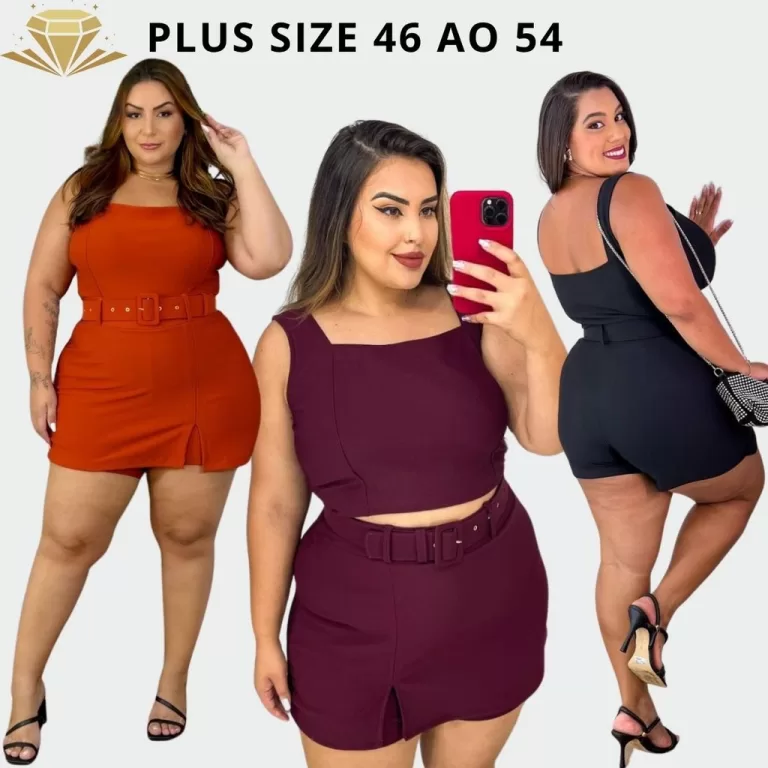Short-Saia Plus Size com Cinto Crepe Montaria | Te