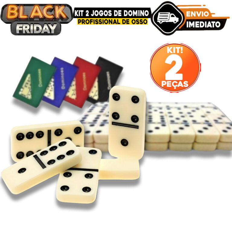 Kit 2 Jogos de Domino Profissional de Osso com 9MM