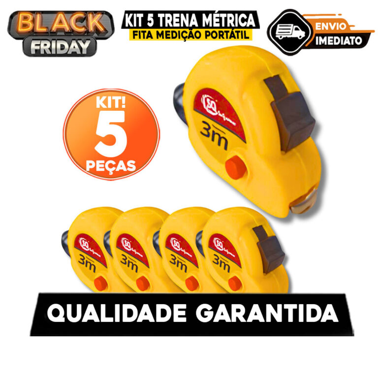 Kit 5 Trena 3MT Métrica Fita Medição Portátil 