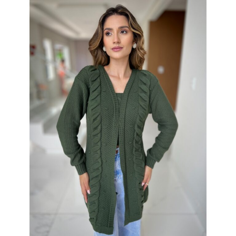 Casaco Cardigan Feminino trançado Quente Tricot c