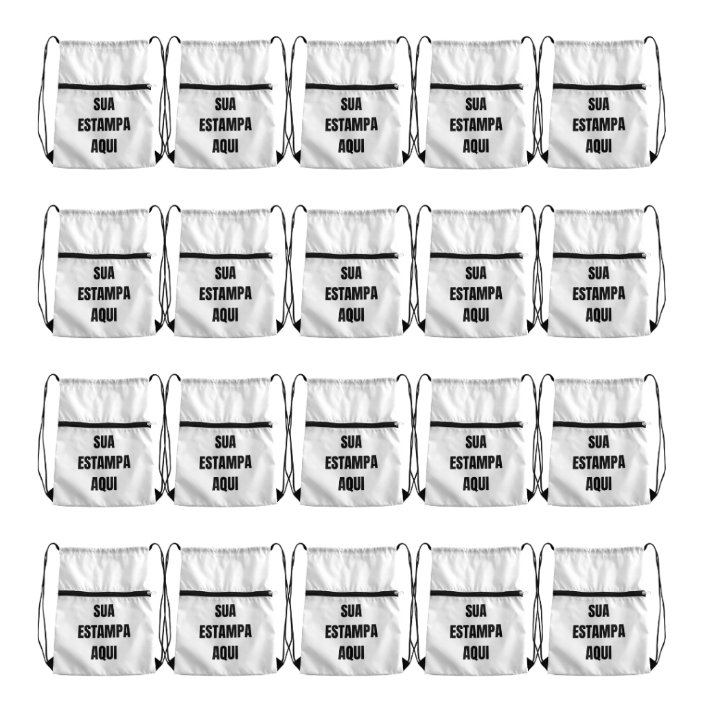 Kit 20 Mochilas Saco Coyote® Personalizadas – Escolha a Sua Estampa Via Chat