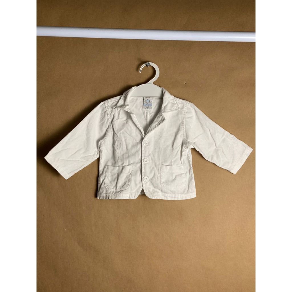 blazer branco infantil de menino veludo, M (brechó, bazar, usado, desapegos, garimpo)