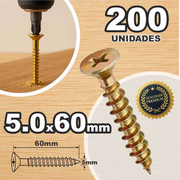 Caixa Parafuso 200 Unidades 5.0 X 60 Chipboard Phi