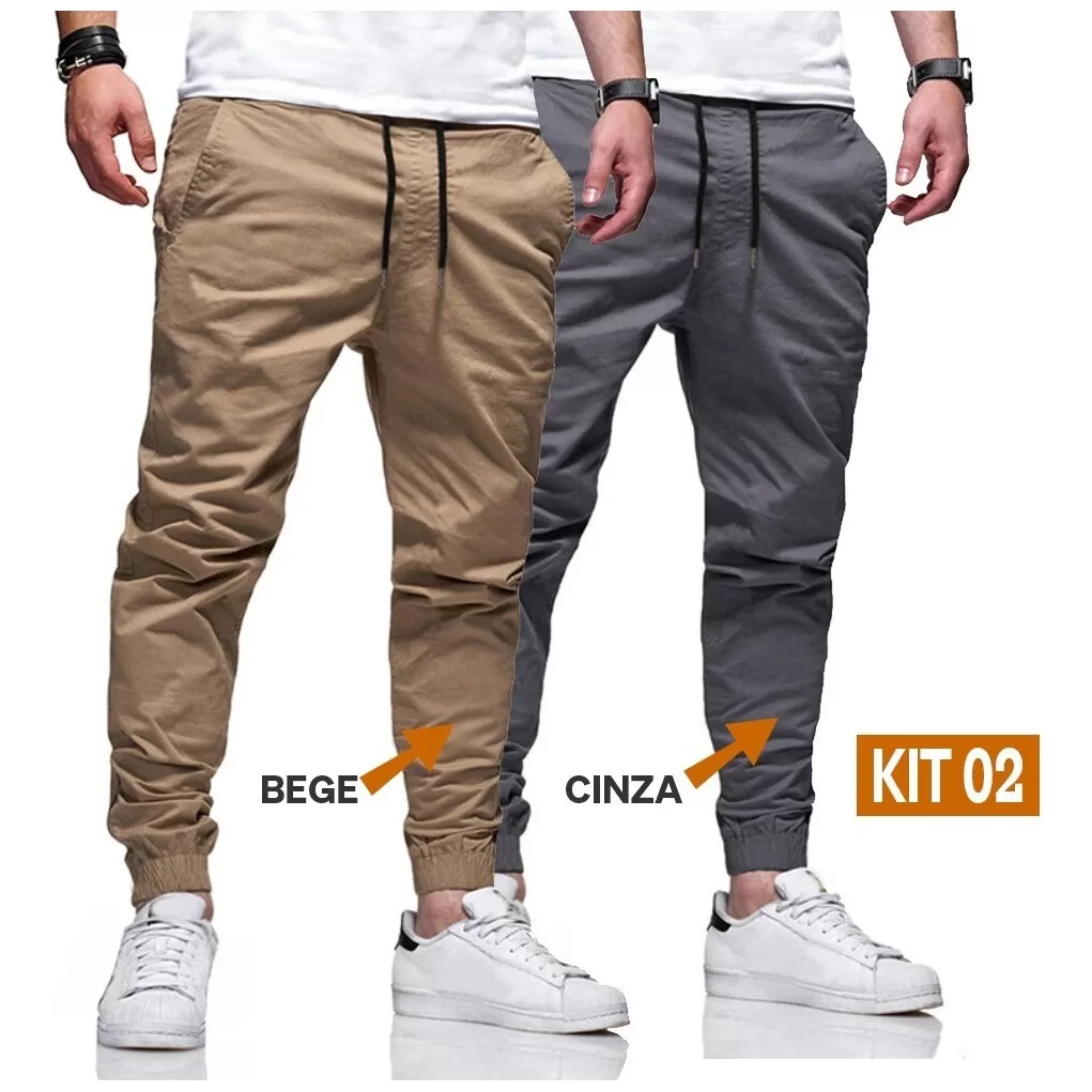 Kit 02 Calças Jogger Jeans Masculina