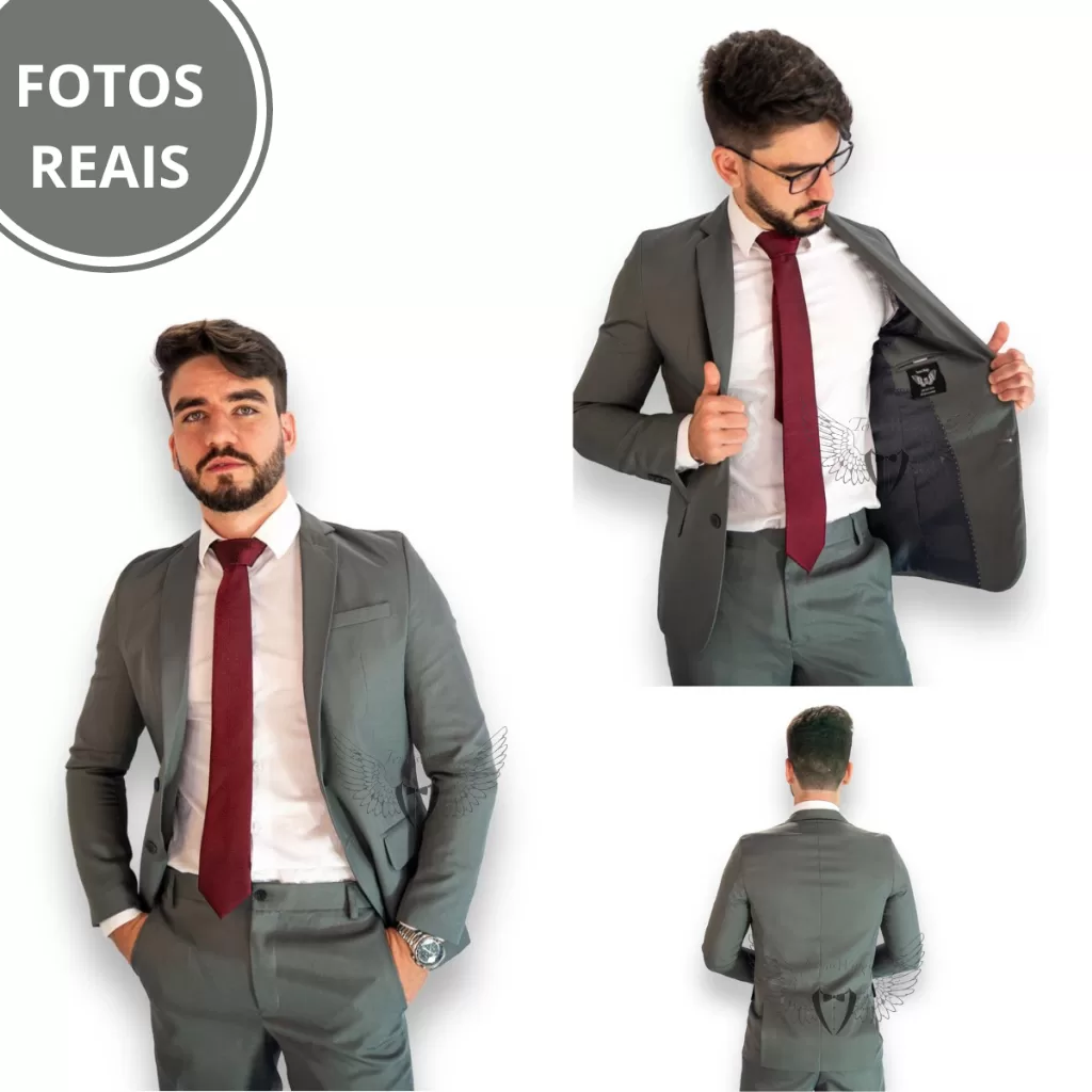 Terno Masculino Cinza Escuro Direto Da Fábrica Cinza Chumbo Slim 2023