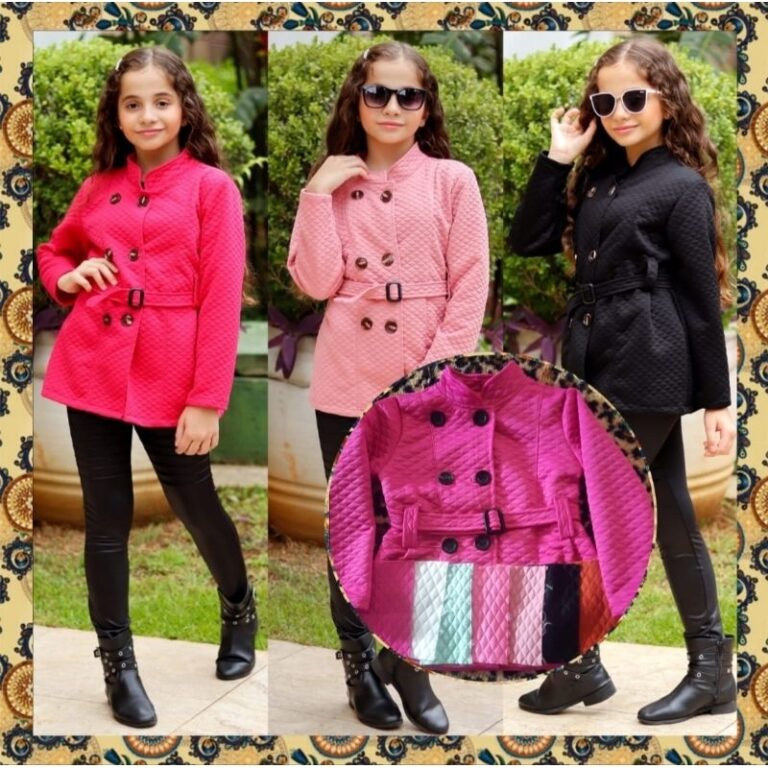 Blazer Infantil de Menina Casaco De Botões Moda I
