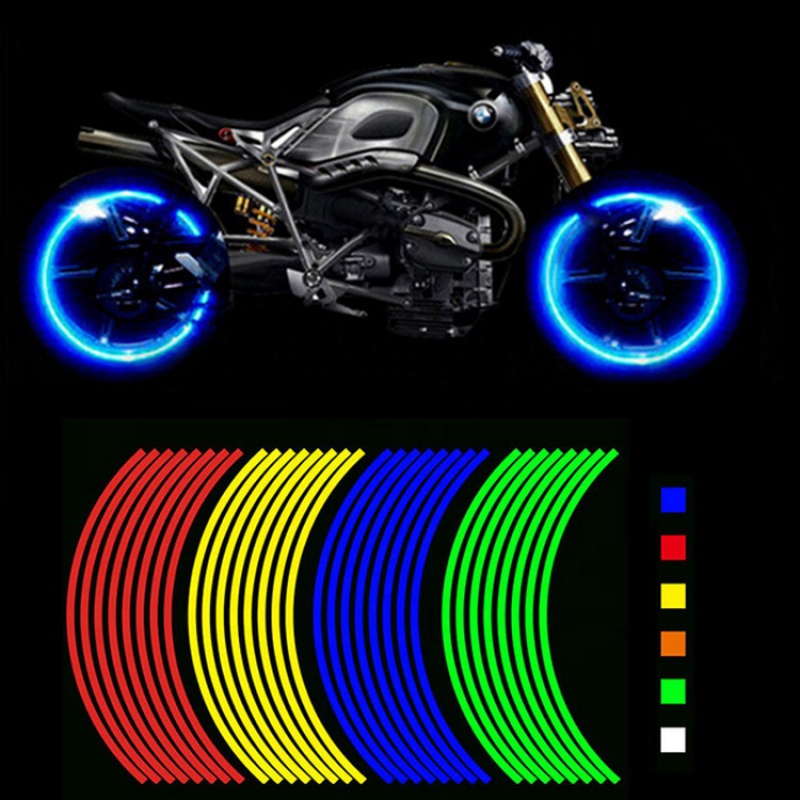 16 Pcs Tiras De 18 Polegadas Decalques Refletivos Para Rodas De Motocicleta