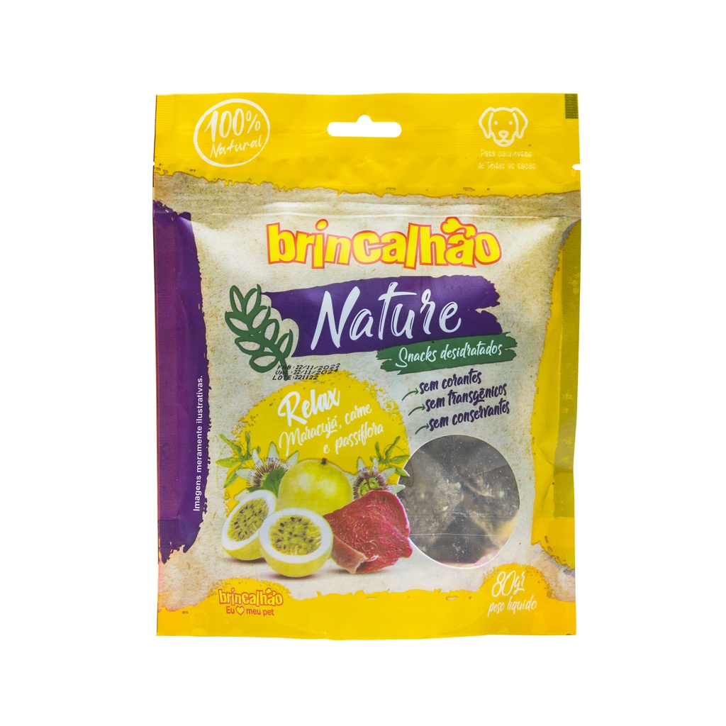 Petisco pet Para Cachorro Snacks Nature Relax Maracujá, Passiflora e Carne 80g