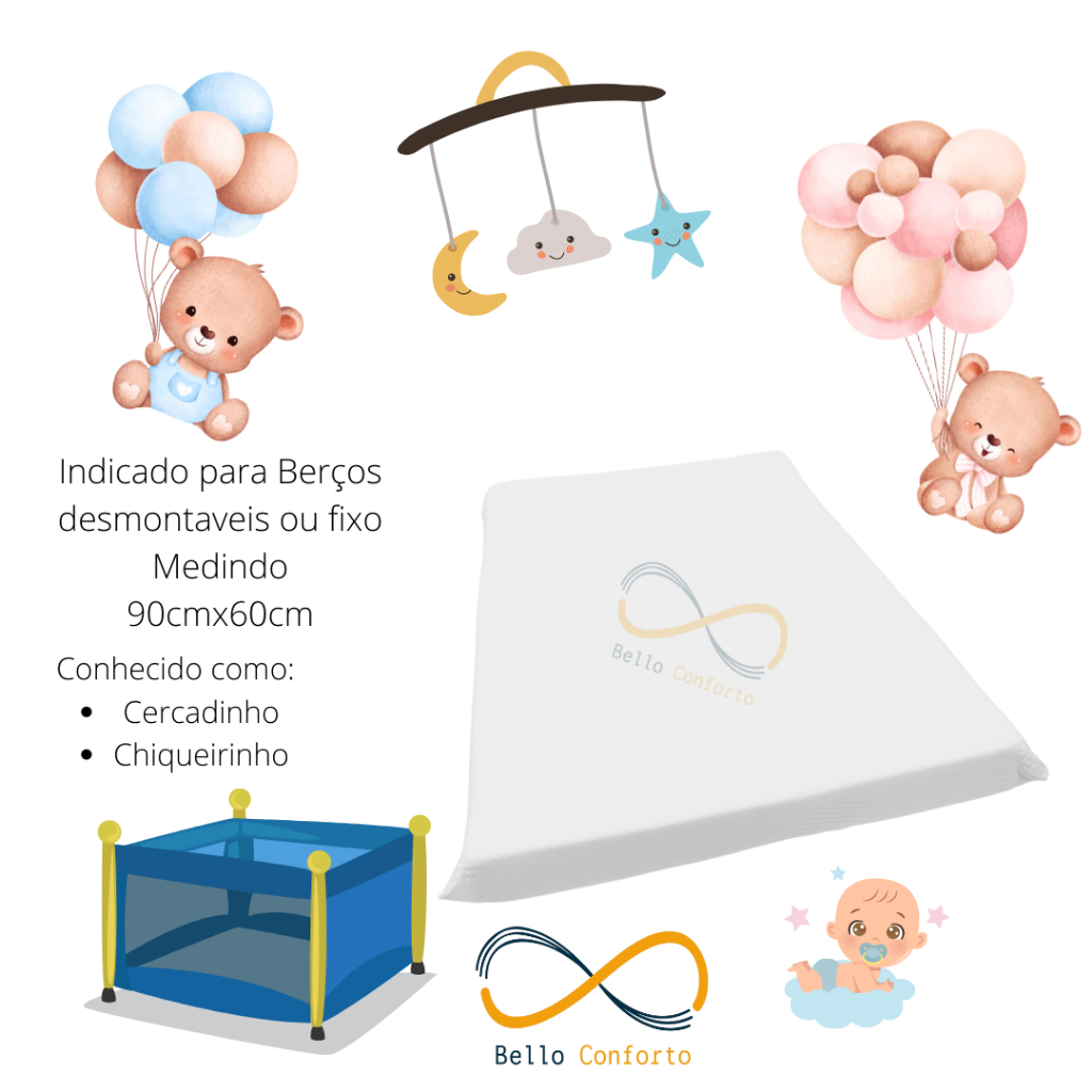Colchão Para Berço Chiqueirinho Desmontável 90x60x7 Novo.