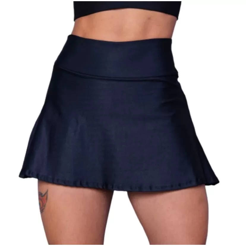 Short Saia Feminino Rodado Preto Estilo Bailarina Cós Alto Beach Tennis Corrida Dança