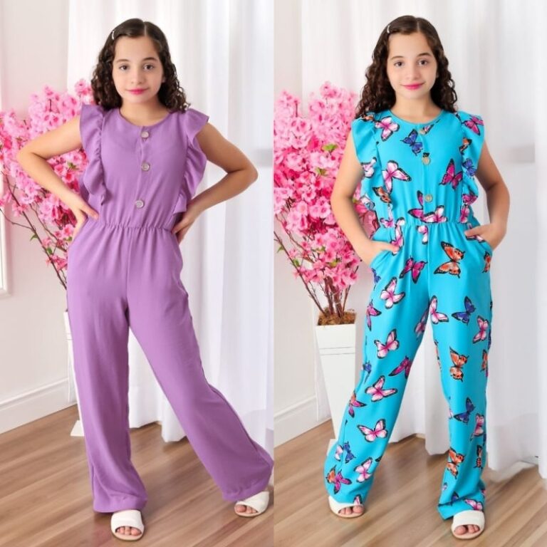 Macaquinho Infantil Estiloso Pantalona com Botões