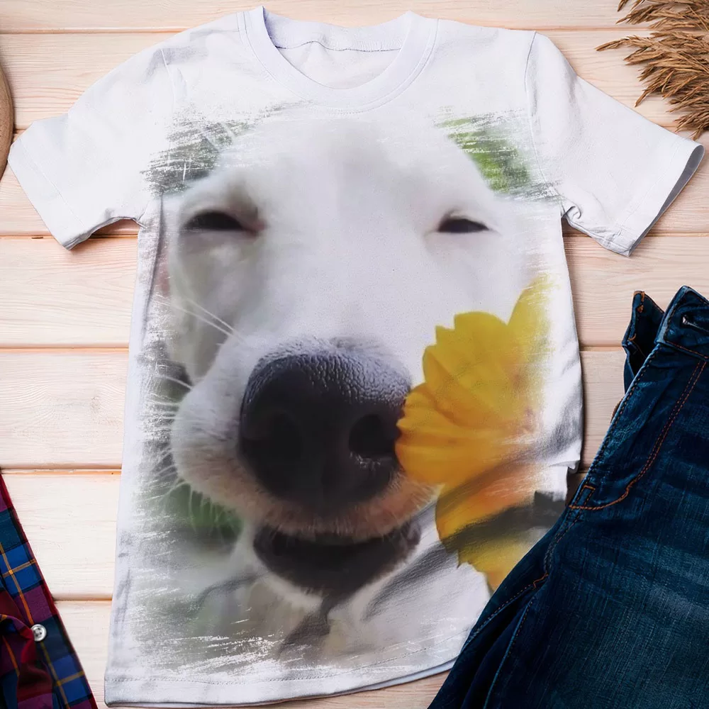 Camiseta Cachorro Com Flor – Dicelli