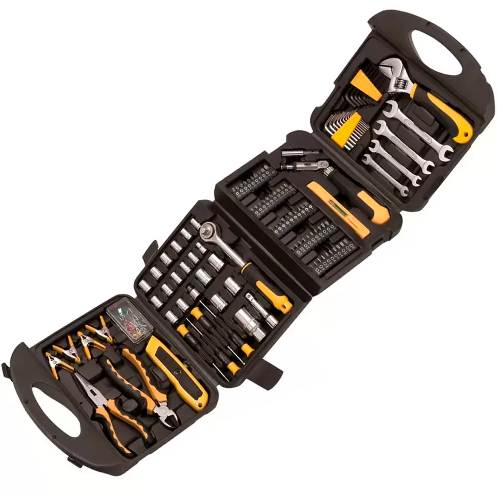 Kit Jogo Ferramentas Completa Com 117 Peças 8SH Ideal Para Uso Profissional + Maleta Dobrável – EDA