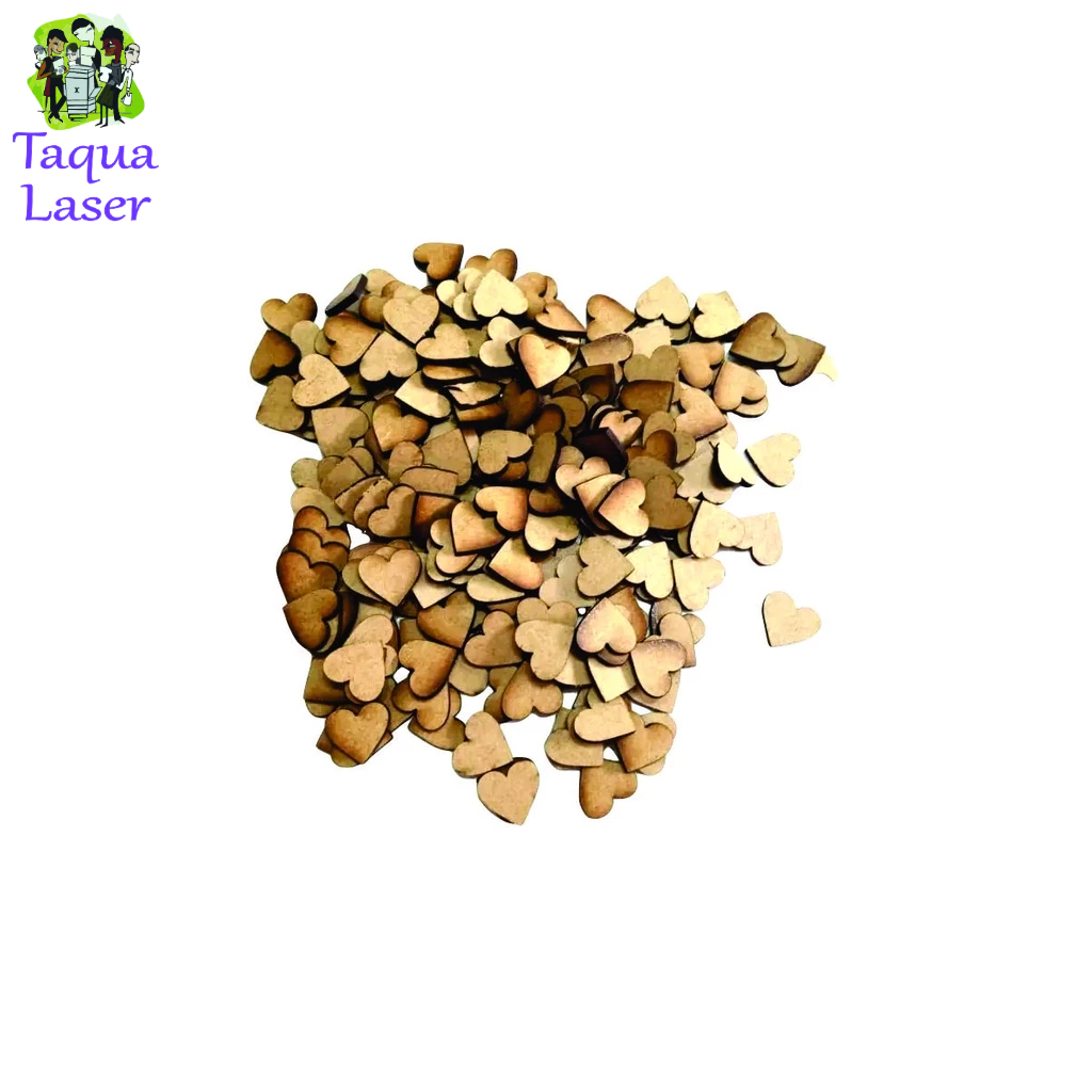 100 Apliques Coração Em Mdf Cru 1 X 1 Cm