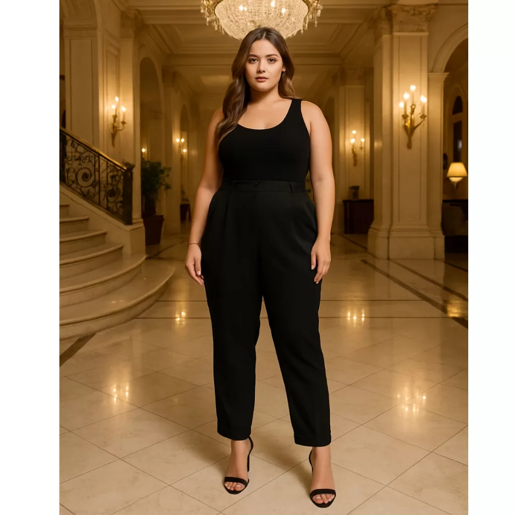 Calça Alfaiataria Feminina Elástico No Cós Plus Size Pantalona Leve Casual Básico Social Soltinha