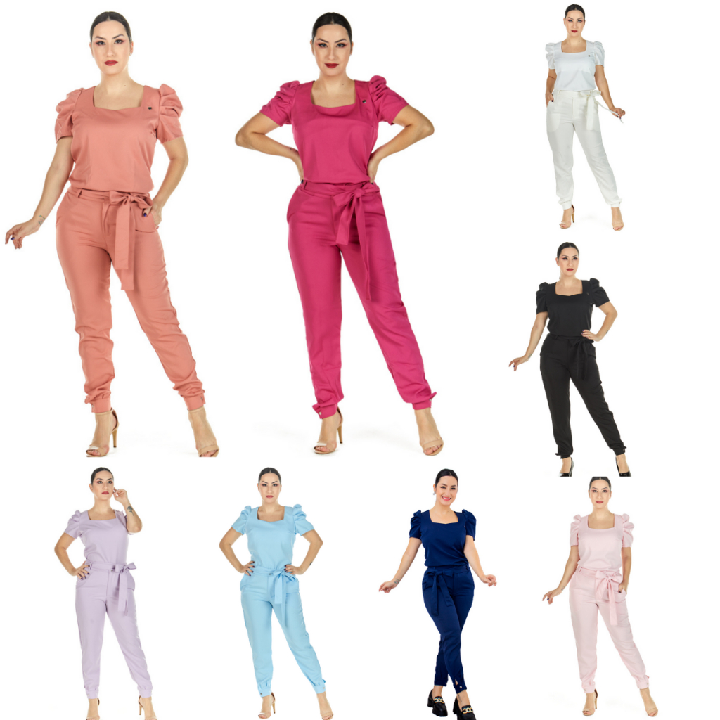 Conjunto Scrub Feminino PLUS SIZE Princesa Manga Bufante Esteticista Profissional Casual Varias Core