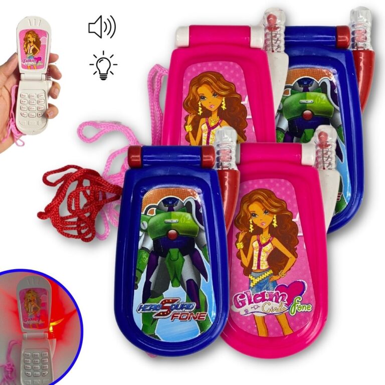 Kit 4 Celular De Brinquedo Com Som E Luz Telefone 