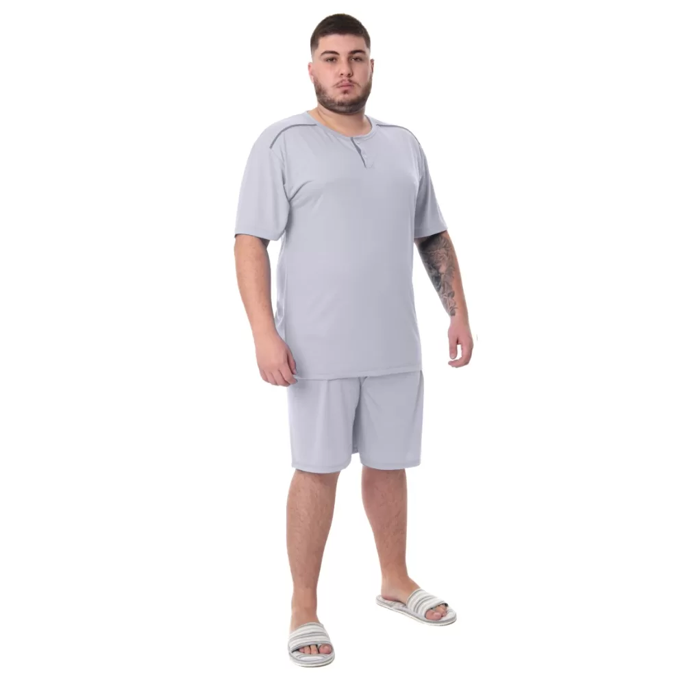 Pijama Plus Size Victory Original Masculino Camiseta Com Botões Na Gola Liso Clássico Modelo Lord