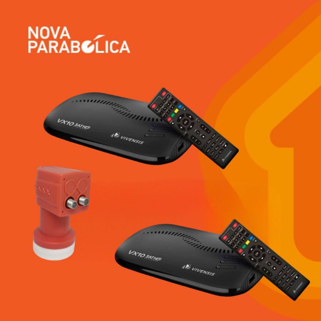 2 Receptor TV HD Via Satélite Bivolt Vivensis VX10 Nova Parabolica Digital Sitio Fazenda + Lnbf Dupl