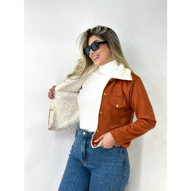 Jaqueta Casaco Suede Todo Forrado Pelúcia Pelinho