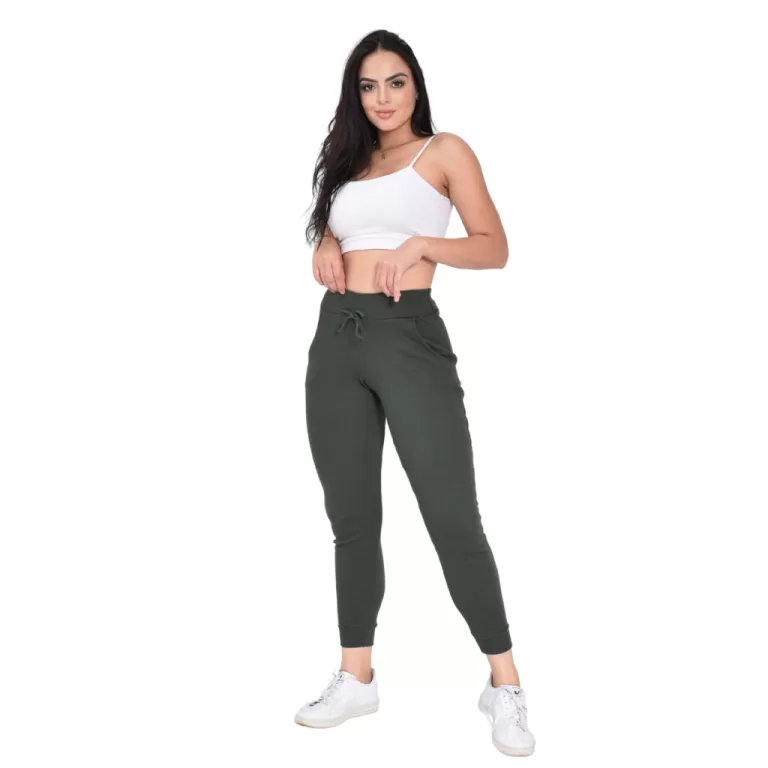 Calça Feminina De Ribana Com Bolso Moletinho Mole