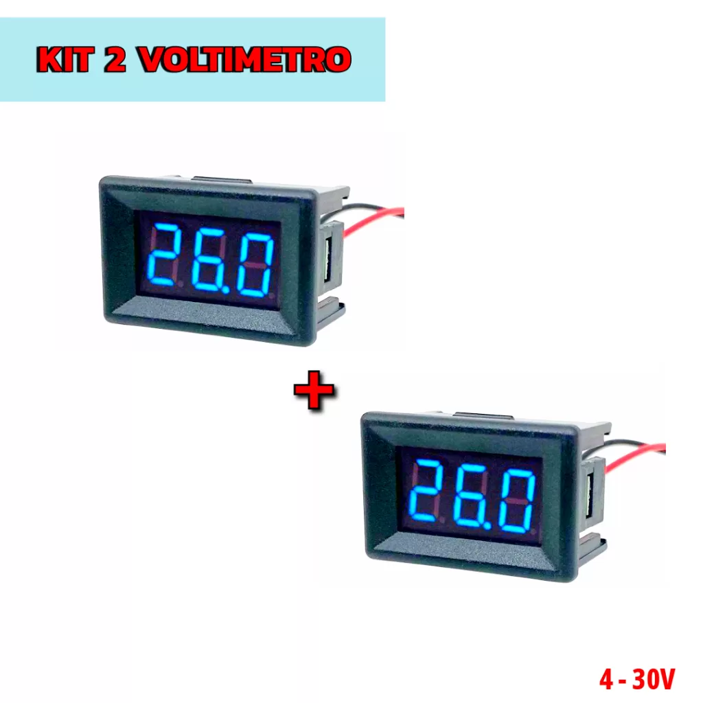 Kit 2 voltimetro digital 0.36 medidor de voltagem DC 4-30V
