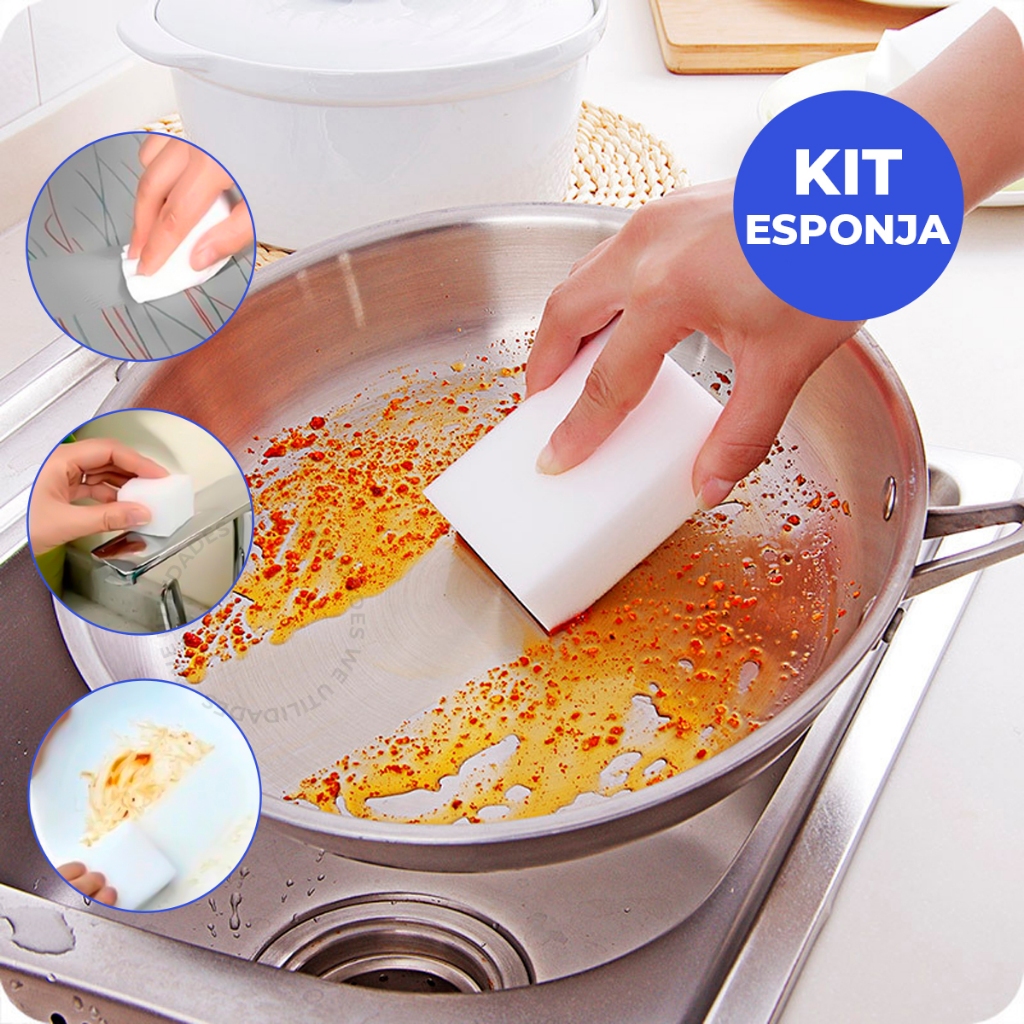 Kit Esponja Mágica Branca Tira Manchas Max Clean