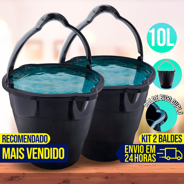 Kit 2 Balde 10 Litros De Limpeza Com Alça Bico Du