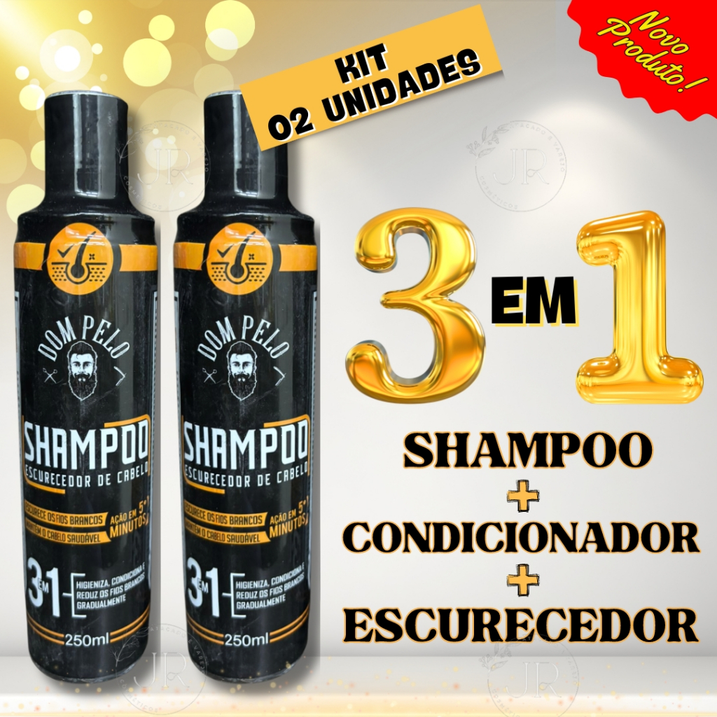 Shampoo Escurecedor De Cabelos Brancos Grisalhos Dom Pelo – KIT 02 UNIDADES