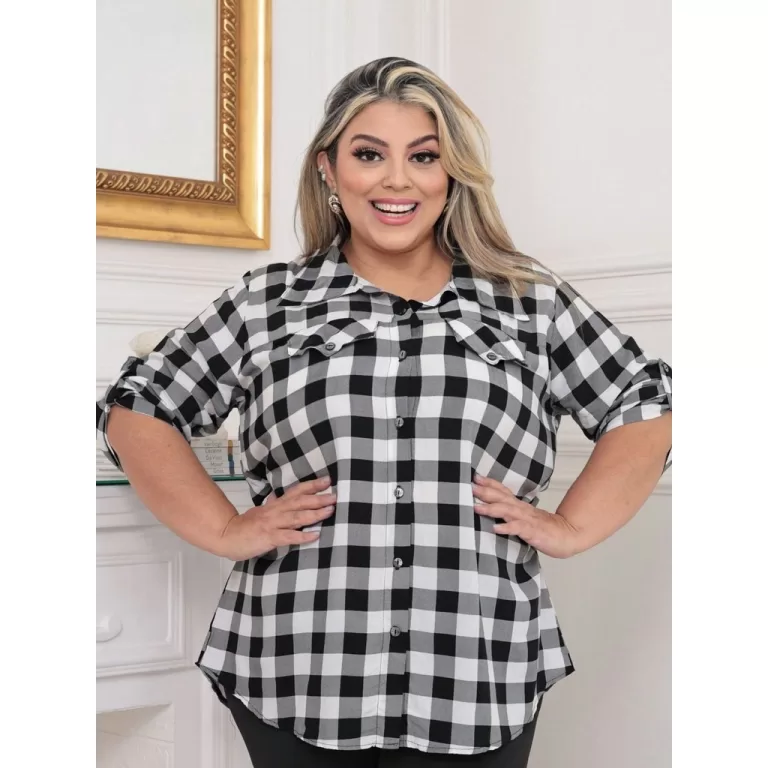 Blusa Feminina Camisa Xadrez Plus Size – Fes