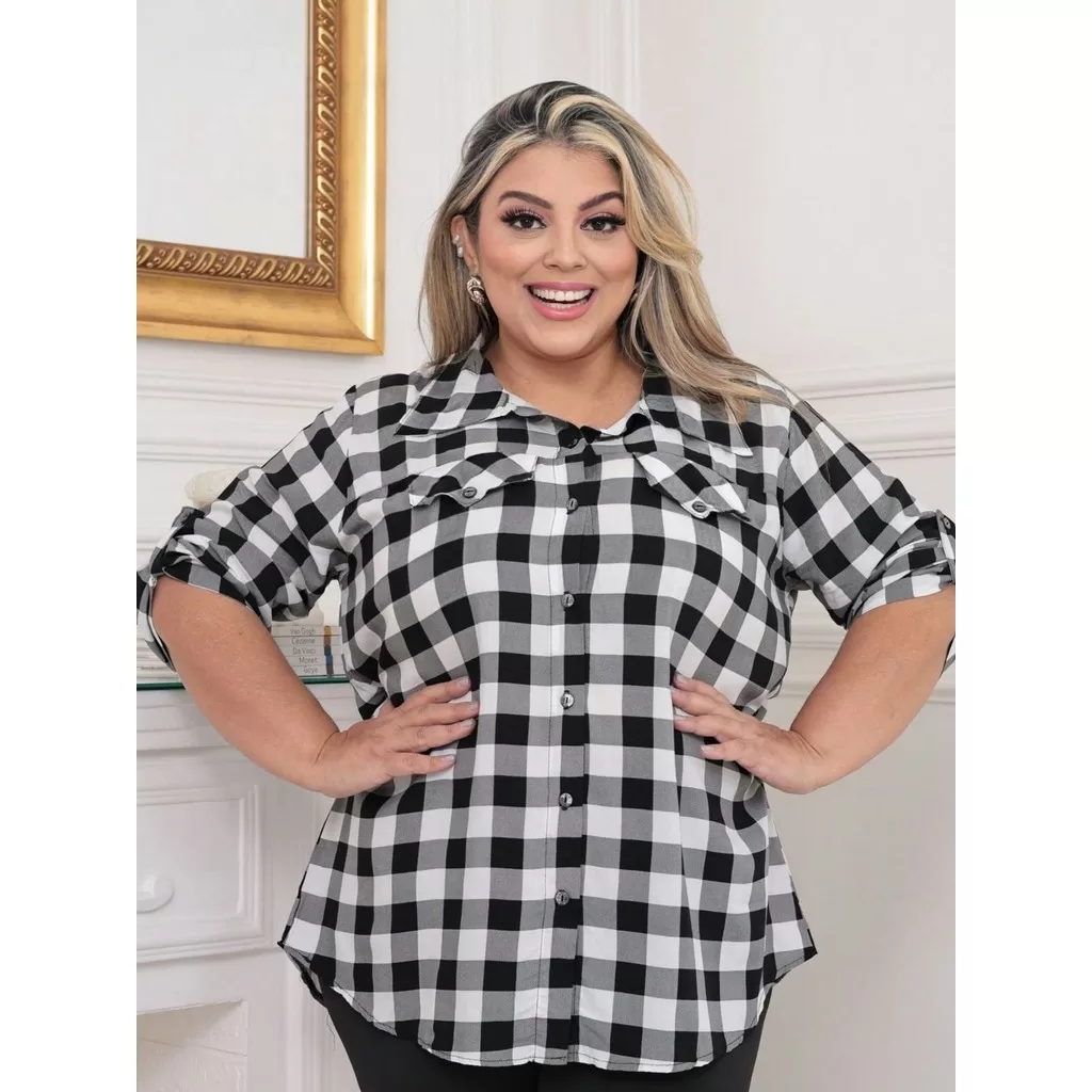 Blusa Feminina Camisa Xadrez Plus Size – Festa Junina – G1 Ao G3 – VÁRIAS CORES