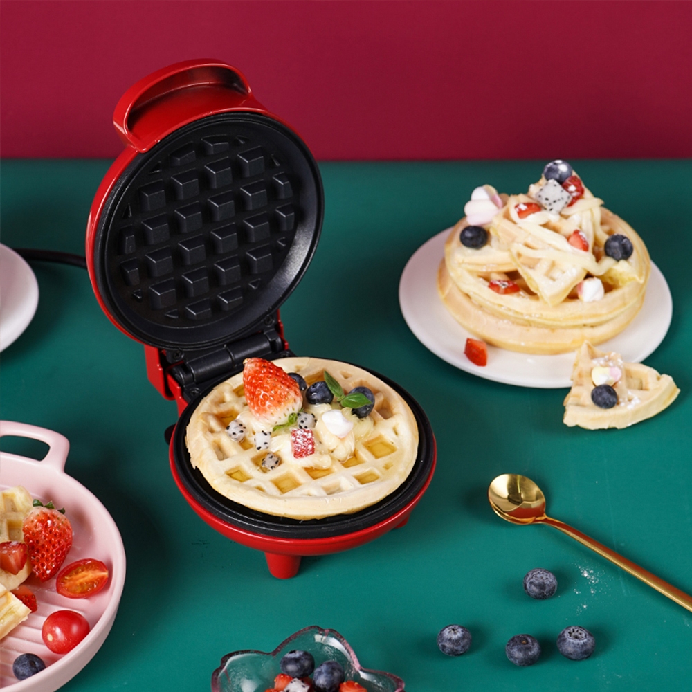 Mini Máquina de Waffles/Donuts Elétrica Portátil Casa Cozinha Fazer Waffle Panquecas Automático 110V