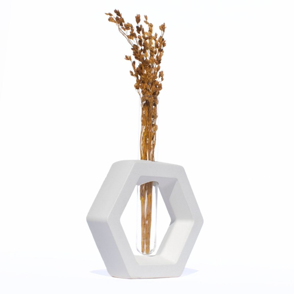 Vaso Decorativo Solitário com Tubo de Ensaio Hexa 16,5 cm Aleta