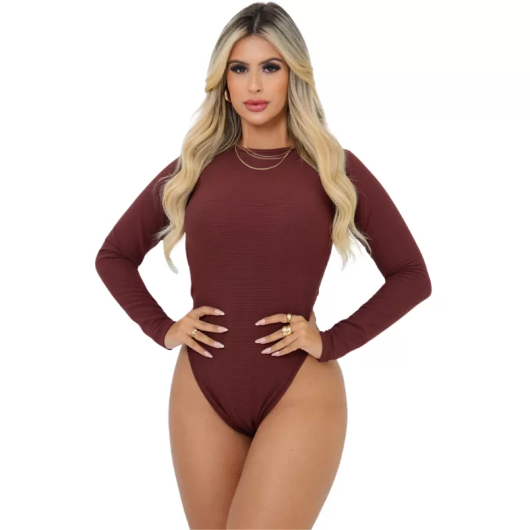 Body Feminino Manga Longa Quentinho Anarruga Tecid