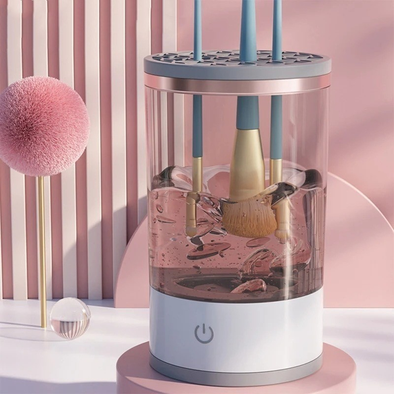 Fjscomercio Limpador de Pinceis e Esponjas de Maquiagens Automático Recarregável