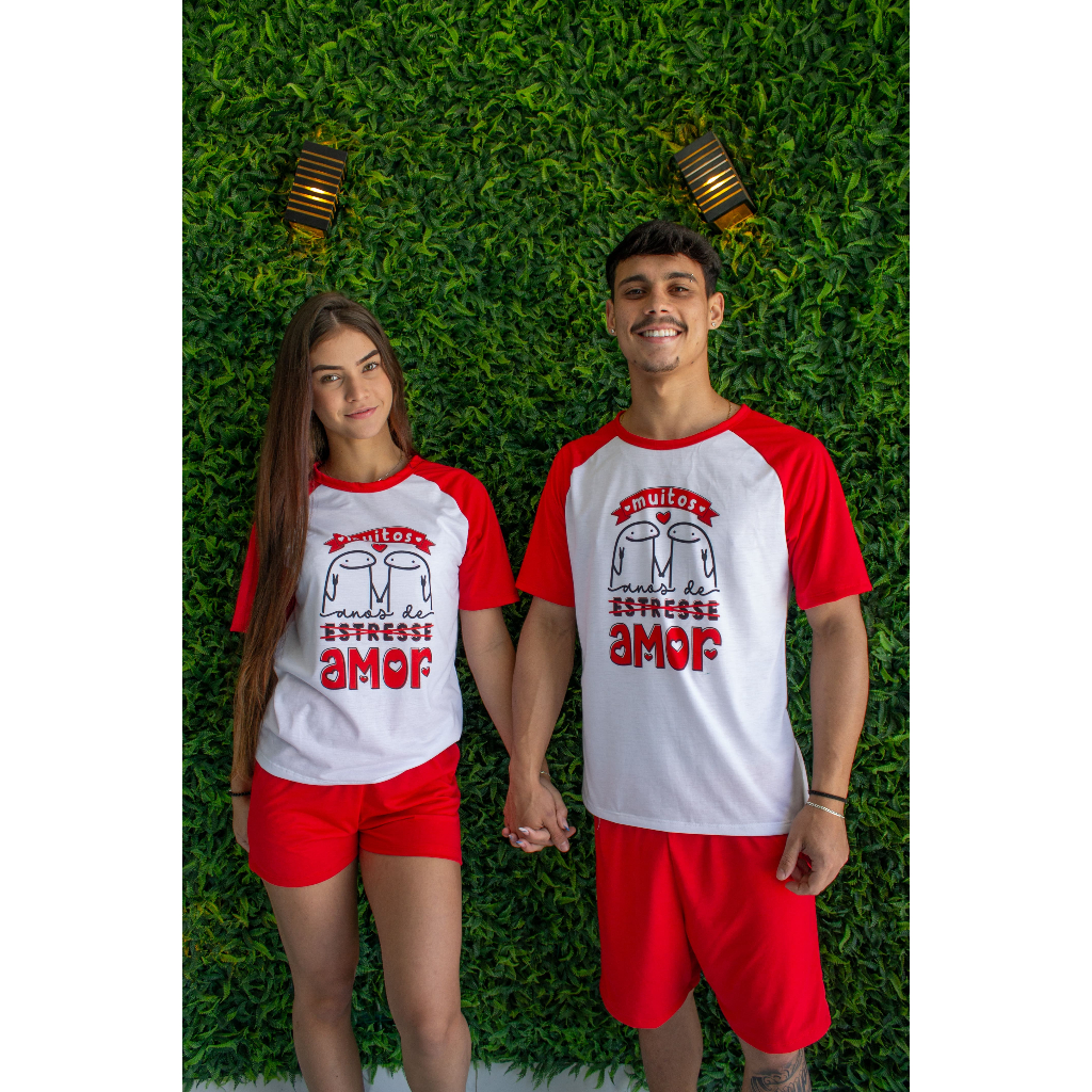 Kit Conjunto Pijama De Verão Casal Namorados Confortável