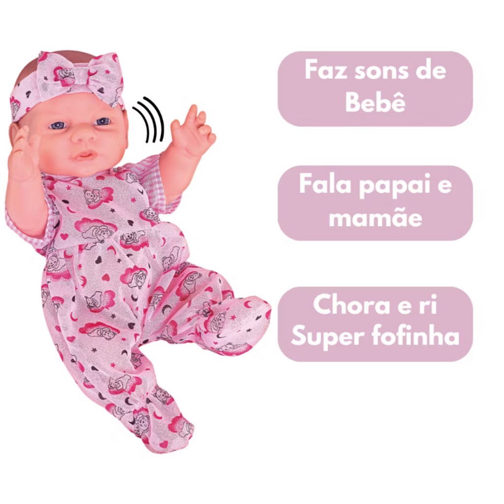 Boneca Pepita Com Sons De Bebê Milk Fofa Que Fala