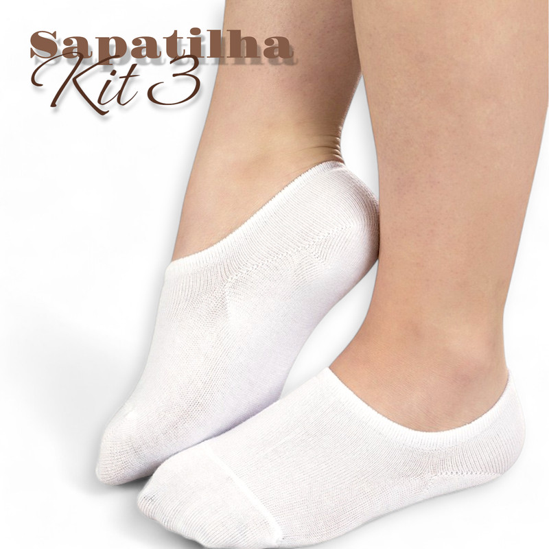 Kit 3 Meias Sapatilha Feminina 35-40 Algodão CottonKitMeia Curta Cano Curto Invisível